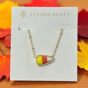 NWT! Kendra Scott Candy Corn Gold Short Pendant Necklace in Candy Corn Magnesite